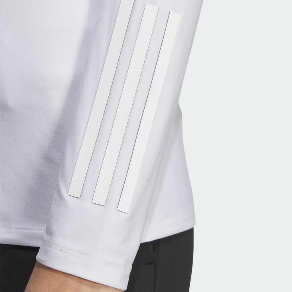 Adidas Stretch Long Sleeve Polo Shirt Solid Logo Golf Women Tops White HZ6107