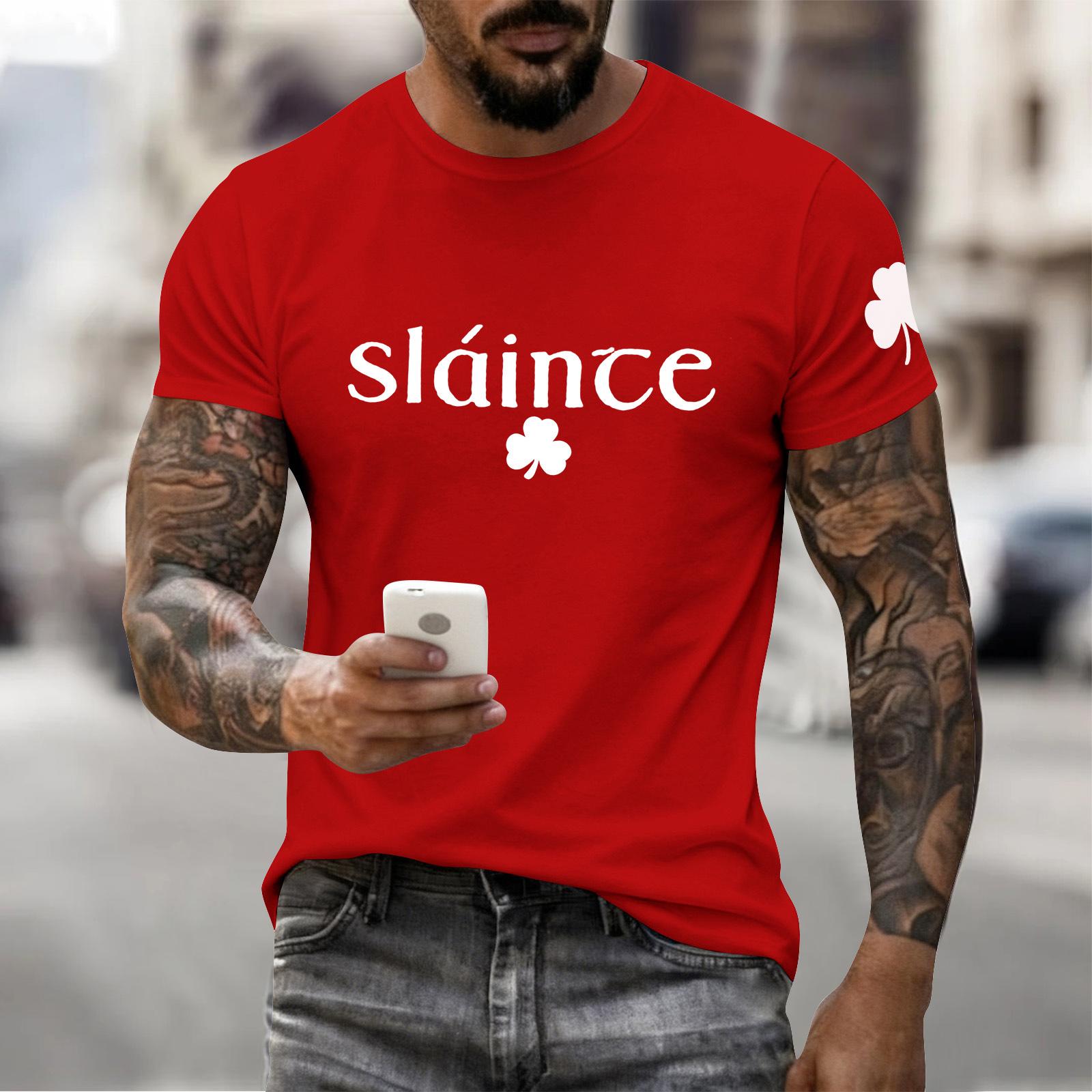 

Мужская праздничная футболка с круглым вырезом и коротким рукавом, повседневная спортивная футболка XXXL красный