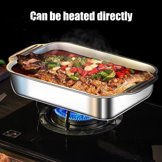 Sturdy Kitchen Roasting Pan Stainless Steel Baking Pan, with Handles, Heavy-Duty Rectangular Tray, Large Tray High Temperature Resistant Durable