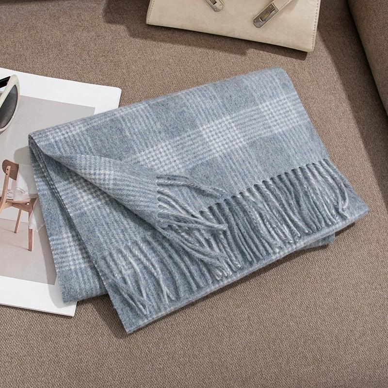 High Quality 100% Wool Scarf Men Female Fashion Classic Soft Cashmere Muffler Women Warm Thermal Shawl Outside Autumn Winter