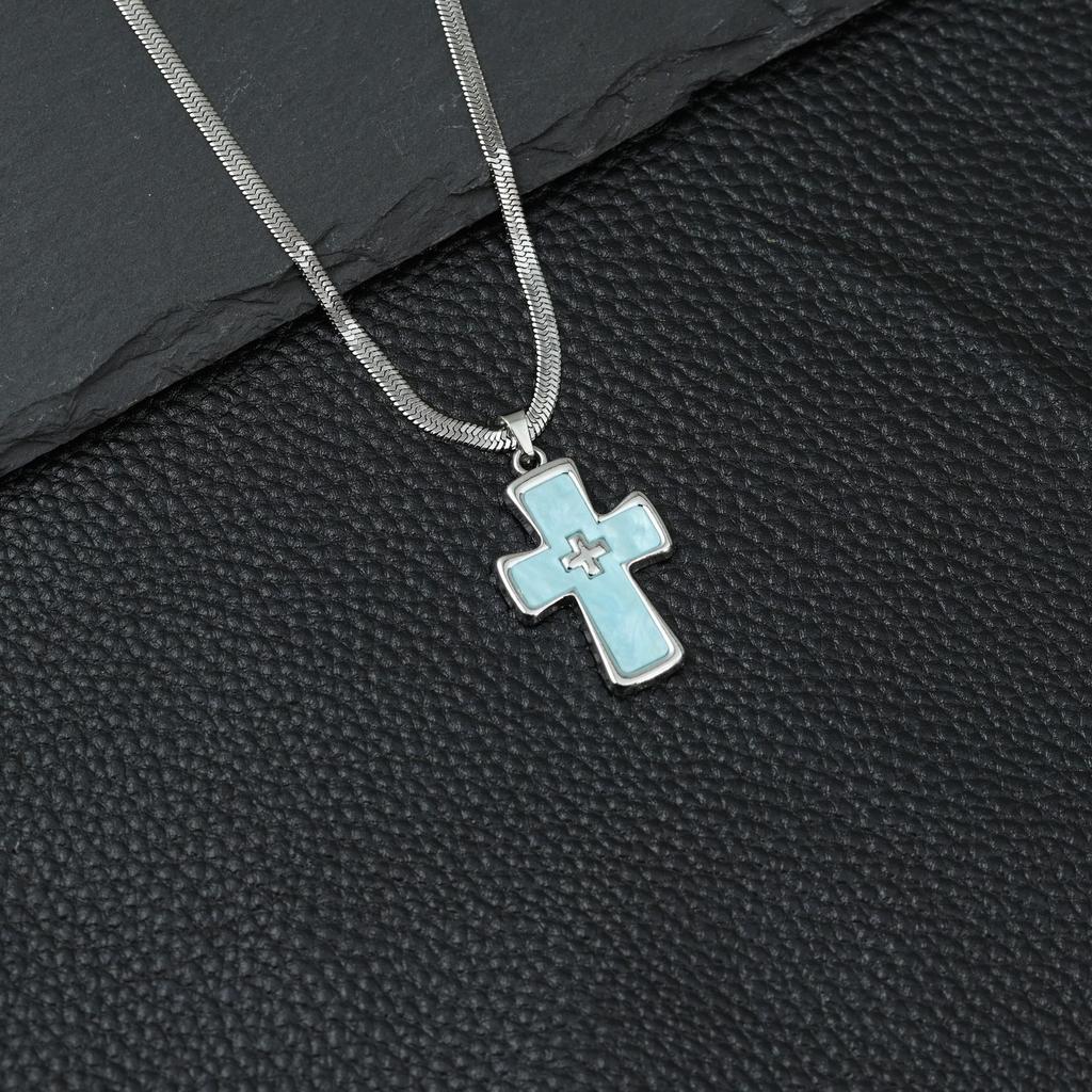 Dulce Cool Dopamină Pandantiv Dublu Cruce Colier Lanț Lamă Femeie Toamnă Design Oțel Titan Versatil Lanț Claviculă