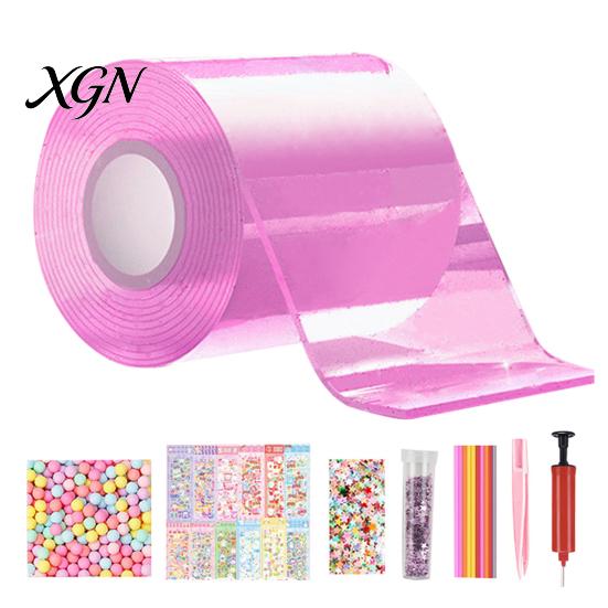 Kids Party Craft Supplies Nano Tape Bubble Kit with Glitter Beads DIY Stress Relief Toy Set Accessories for Adults Creative Making Favors Relaxation