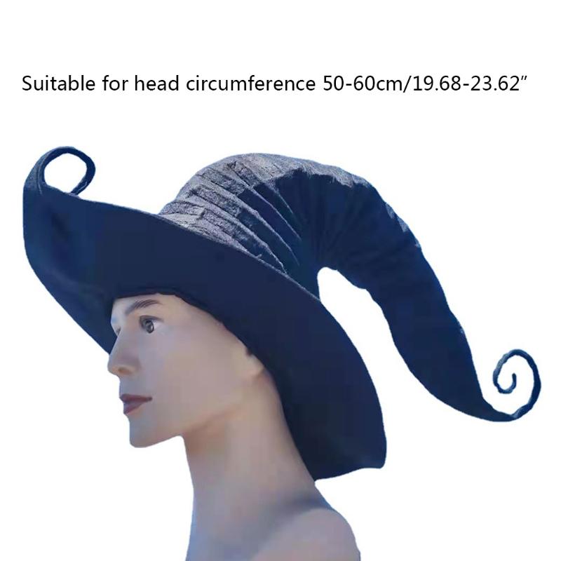 Mode Großer geraffter Halloween Hexenhut Schräger Hexenhut Beliebte kreative Hexenrequisiten Geschenke für Halloween Party Fav