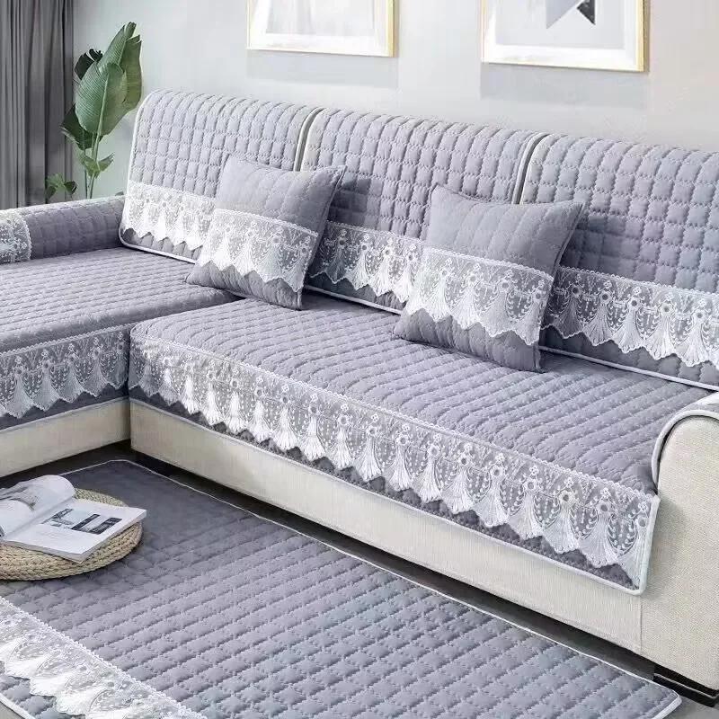 

Четырехсезонное универсальное матовое полотенце для дивана, мягкий противоскользящий чехол для дивана, 1/2/3/4 сиденья, секционные L-образные чехлы для диванов для гостиной 110x210cm 1pc светло-серый
