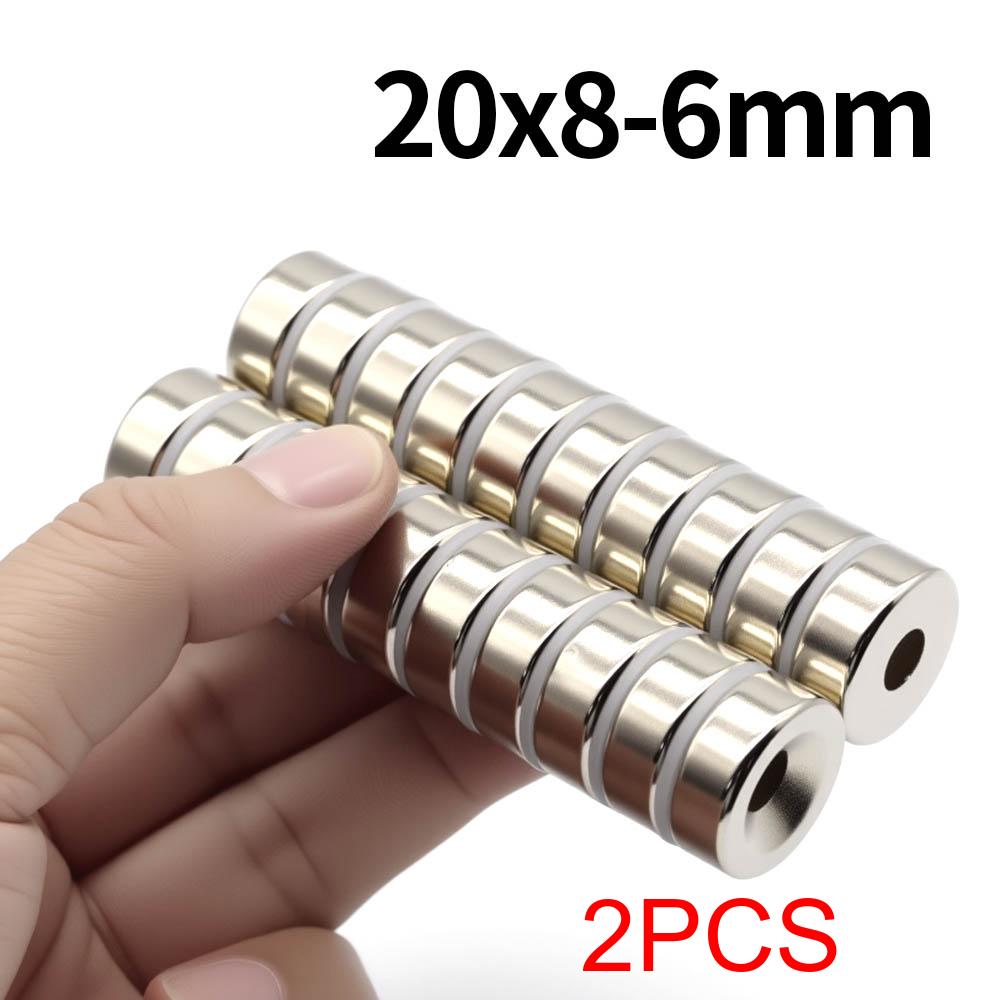20x8-6mm Super Strong Neodymium Magnet N35 NdfeB Permanent Magnetic imanes Round With Holes Powerful Magnets Refrigerator Magnet
