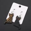 Halloween Cats Earring Wooden Black Cats Dangle Earrings Skeleton for Cats Drop Earring Pendant Jewelry Decoration