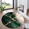 Luxury Teal Gold Agate Marble Round Rug Non Slip Soft Floor Carpet Entryway Hallway Modern Living Room Decor