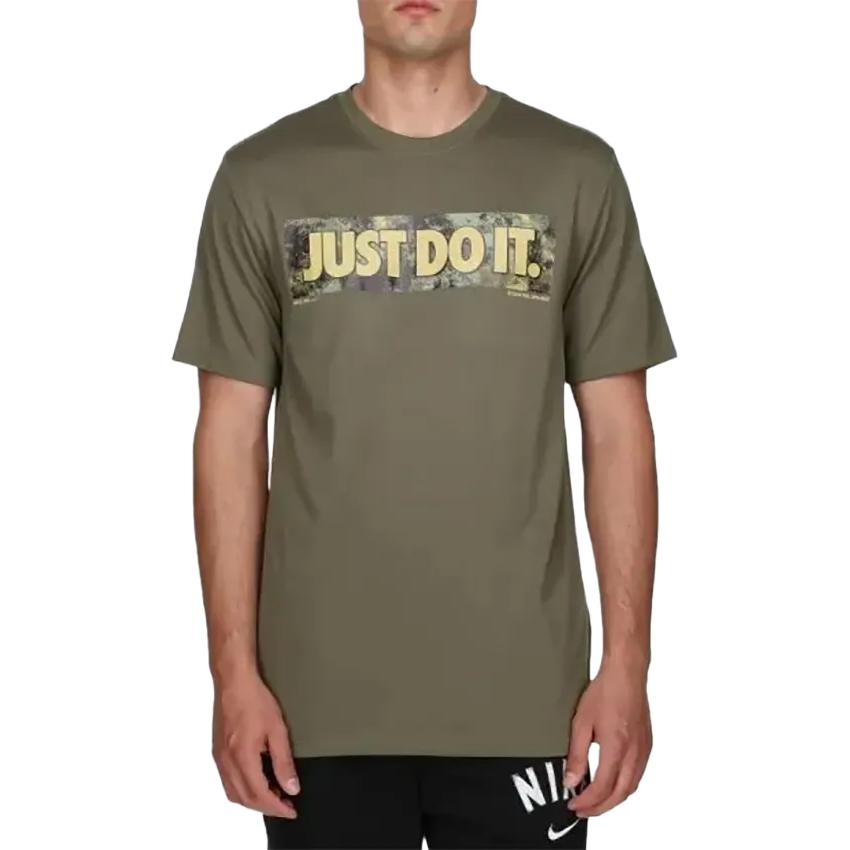 Nike T Shirts Men s Olive Green Crew Neck FZ8040-222 L