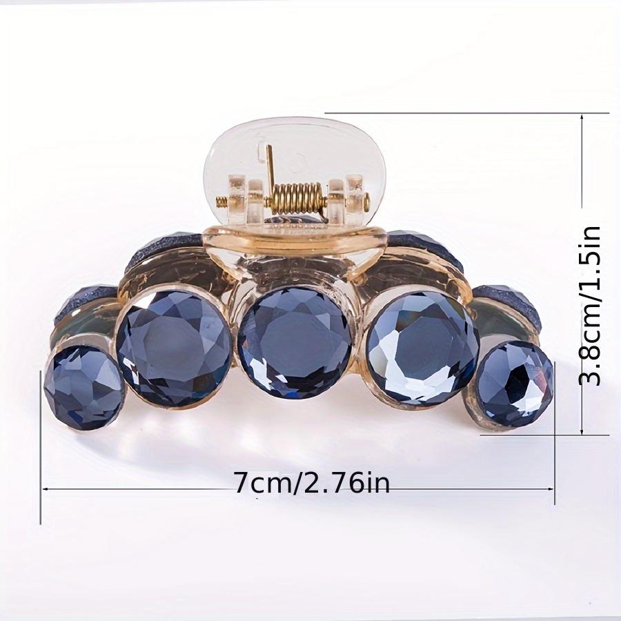 Women's Korean Style Medium Hair Claw Clip Elegant Sweet Rhinestone Hair Clip with Crystal Accents, Waterproof for Shower, Valentine's Day Gift, Sky B
