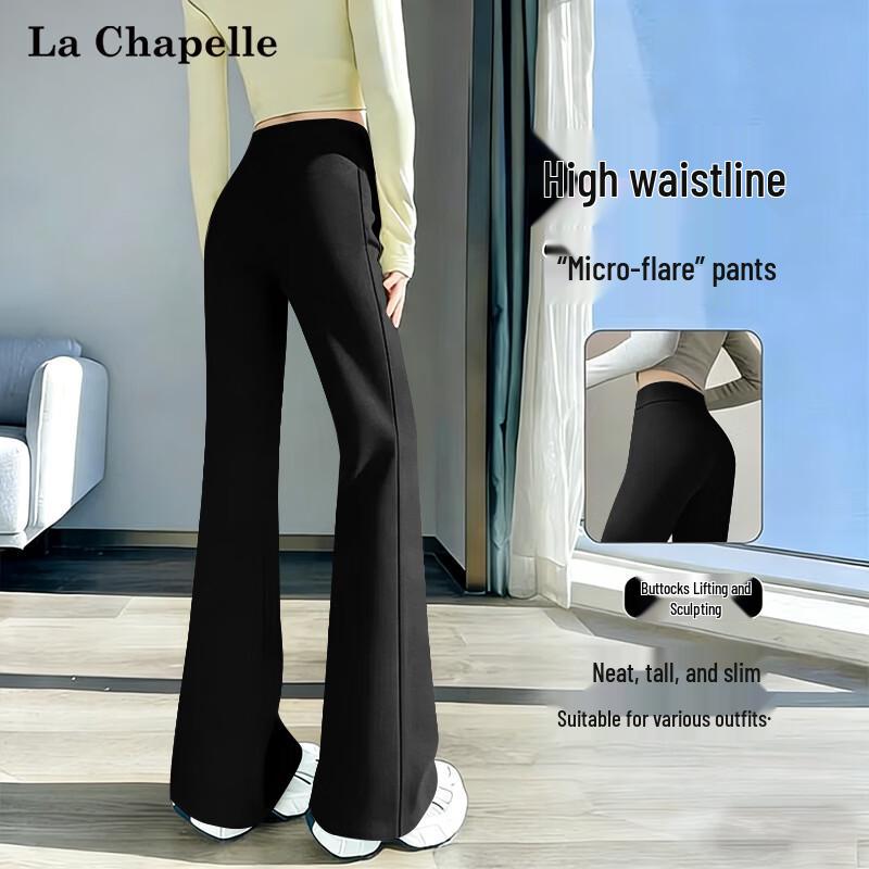 La Chapelle Women s High-Waist Flared Wide-Leg Casual Pants S