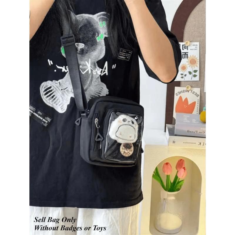 

Мини женские повседневные сумки через плечо с прозрачным карманом, маленькая сумка через плечо, кошельки и сумки для телефонов Only Bag NO Pendant чёрный