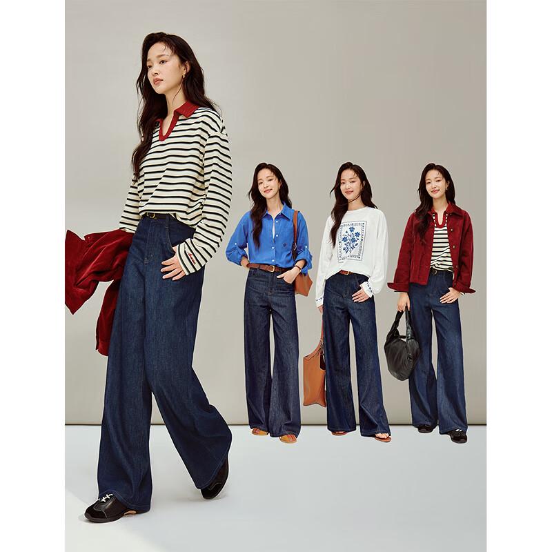 INMAN Women's Vintage Straight Leg Denim Jeans