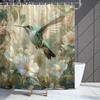 Tranquil Pastel Hummingbird And White Flower Shower Curtain Including 12 Hooks Machine Washable Bathroom Decor For Nature Lovers