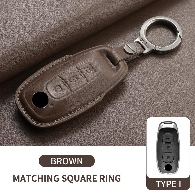 Genuine Leather Auto Key Fob Cover Case Housing Fit For Nissan Teana Qashqai X-Trail Kicks Tiida Auto Smart Key Fob Housing Long-lasting Protective
