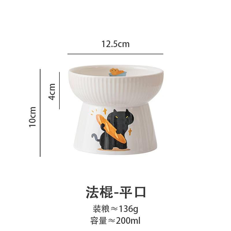 

Приподнятая керамическая миска для кошек с широким горлышком, противоскользящая миска для питомцев, конструкция для защиты шеи предотвращает проливание