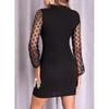 Dress Polka Dot Slim Fit Long Sleeves Dress Mesh