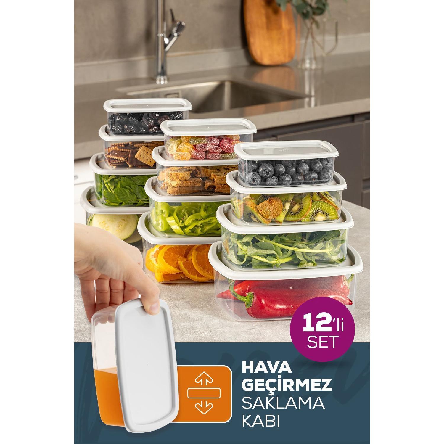 

Set Of 12 Airtight Storage Containers Gray 3x(250-500-750-1200 ml)
