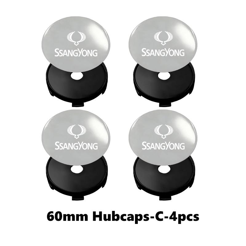 For SsangYong 4pcs Car Wheel Hub Protective Cover Universal Anti-Dust Center Cap Musso Rexton Torres Kyron Actyon Tivoli Rodius