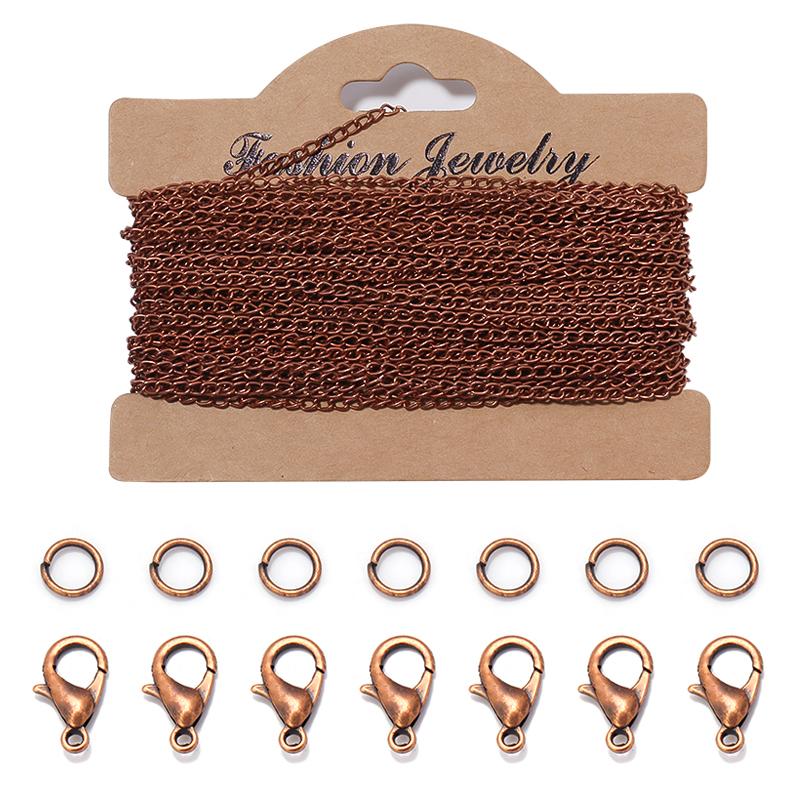 

3Meters Iron Chain Metal Extender Twisted Cross Chain With Lobster Clasps Jump Rings For DIY Jewelry Making Necklace Accessories Width 2mm