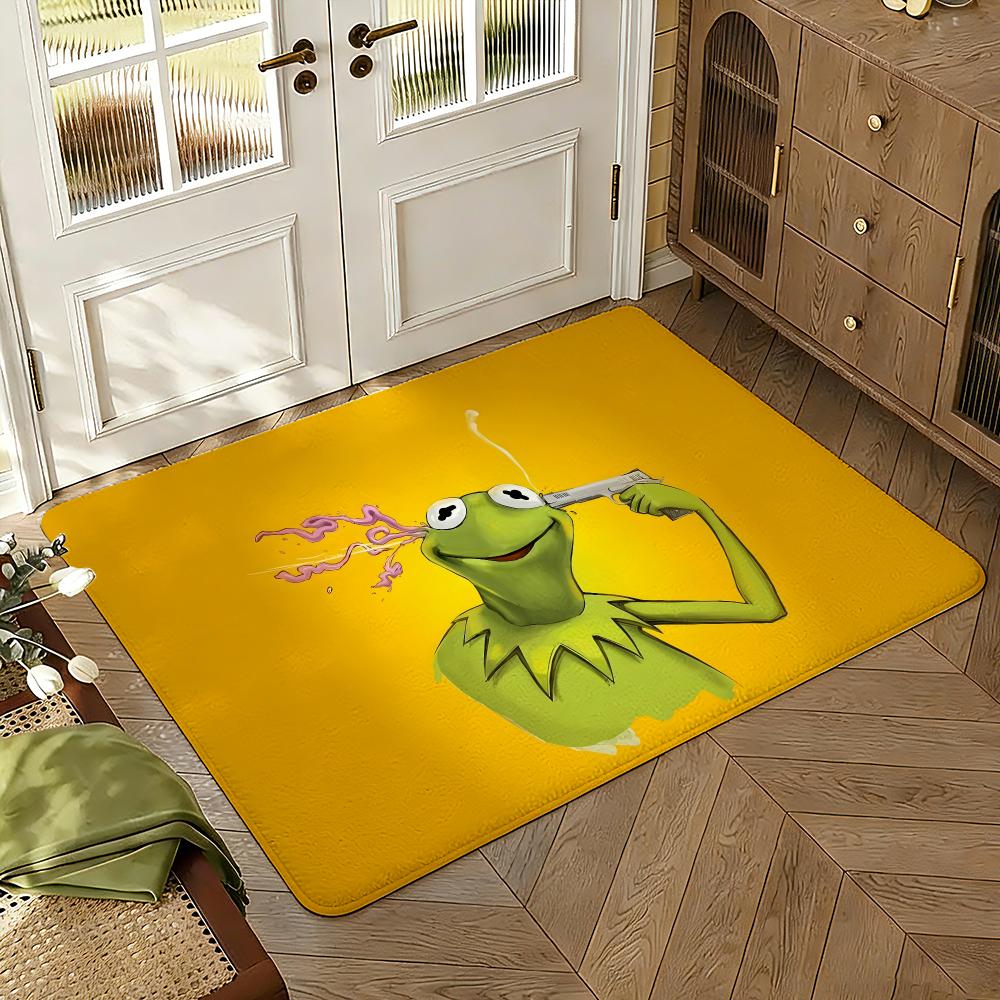Funny Animal and Frog Kermit Floor Mat Soft Thickened Absorbent Non-Slip Bedroom Living Room Door Mat Home Decor Flannel Rugs