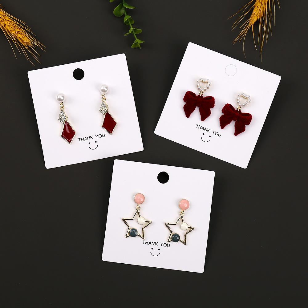 Laminated Smiley Face Earring Display Card with 2 Holes - 8x8 White