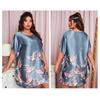 Frauen Bademantel Fledermaus Ärmel Nachthemd Seide Satin Damen Blume Sleepdress Sommer Weibliche Pyjamas
