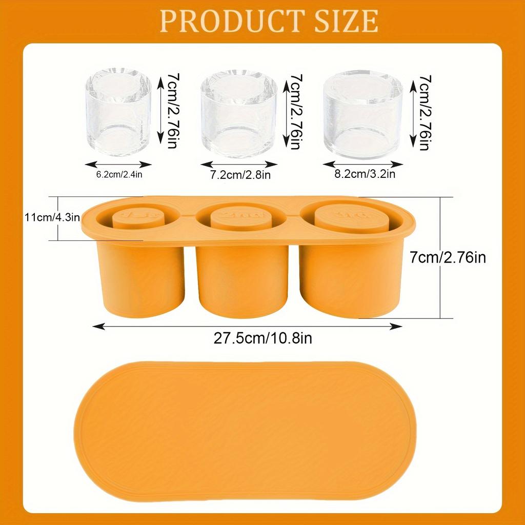 Eiswürfelform für 30oz-40oz Becher 3 Silikon-Hohlzylinder-Eisform mit Deckel
