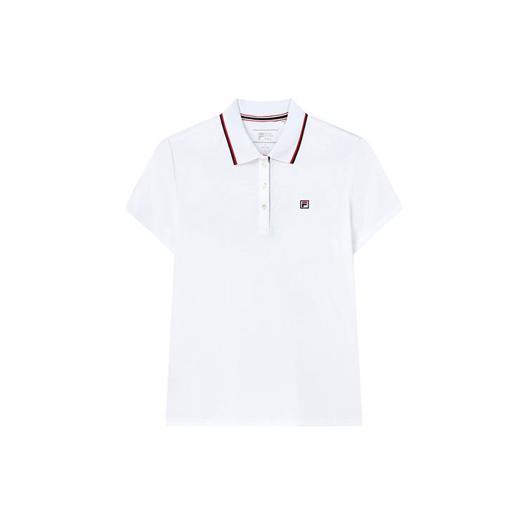 Fila Solid Color Sports Casual Short Sleeve Polo Shirt Women Tops White F11W221104FWT