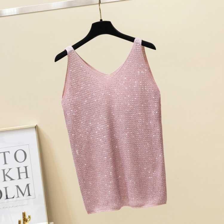 Korean Style Ice Silk Knit Sleeveless Loose Vest Top