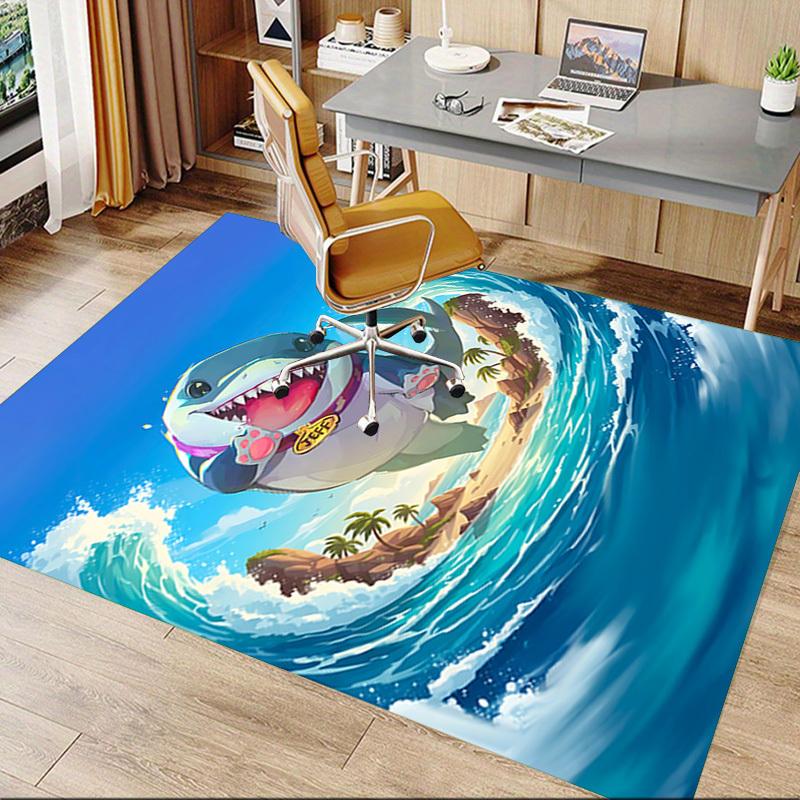 1 Stück Haifisch Jeff Teppich, Büroteppich Außenmatte Heimdeko Bereichsteppich Festival
