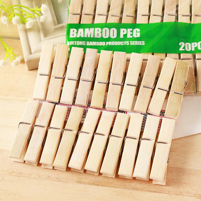 

Eco-Friendly Bamboo Clothespins - 20 Windproof Clips for Laundry and Quilts