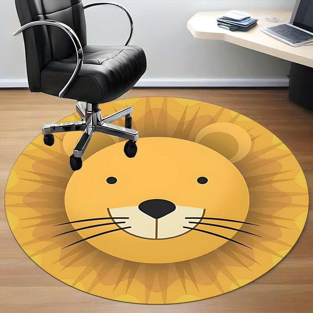 1pc Lion Face Chair Carpet for Office, Soft, Non-Slip Polyester Mat, Office, Living Room, Bedroom, Durable Polyester Yy251207147