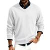 Men's V-neck long-sleeved ribbed knit pullover