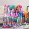 1PC Custom Name Rainbow Heart Bear Love Patterned Flannel Blanket Suitable For All Seasons for Home Decor Warmth and Comfort Gifts Holiday Present_lx