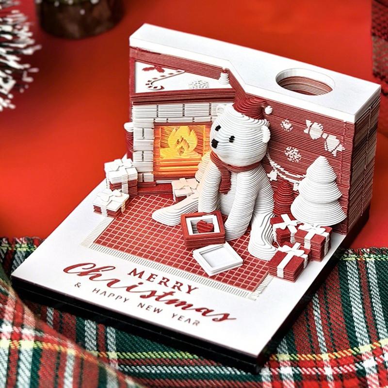 Time Piece Kalender 2026 Skrivebordskalender Med LED-lys 3D Avrivningskalender Papirskjæringskunst Notatblokk Julegave