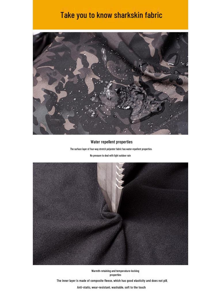 Hanye Sharkskin Softshell Camouflage Windbreaker for Men & Women - Breathable Outdoor Tactical Training Suit