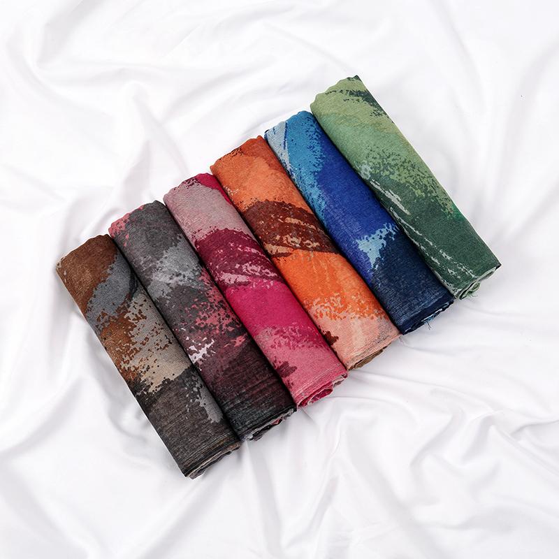 Color Collision Long Scarves for Women Brightly Colored Tie-dyed Gradient Thin Viscose Shawl Muslim Female's Hijabs