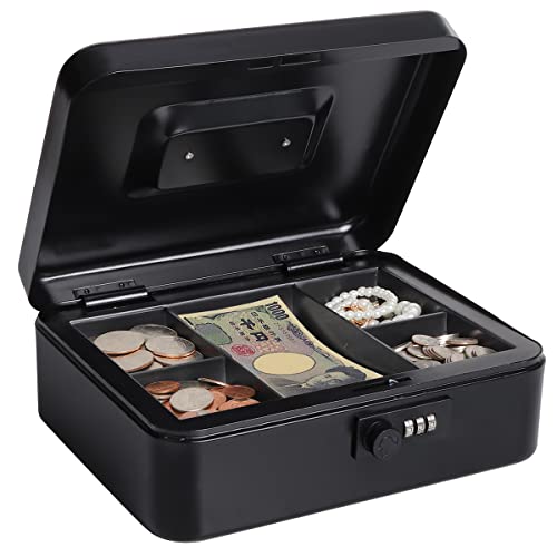 (Tomori) Tomori Safe, Mini Safe, Portable Safe, Dial Lock, Metal, Black, 25x20x8.8cm (Black, M)