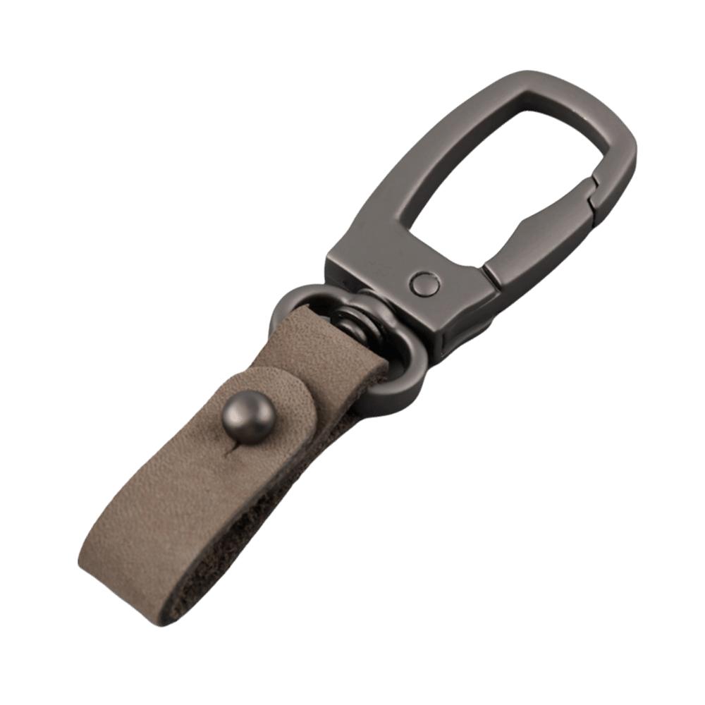 Кожаный брелок с матовым покрытием Металлический брелок Автомобильный брелок Простой держатель для ключей Подарок для мотоциклиста серый