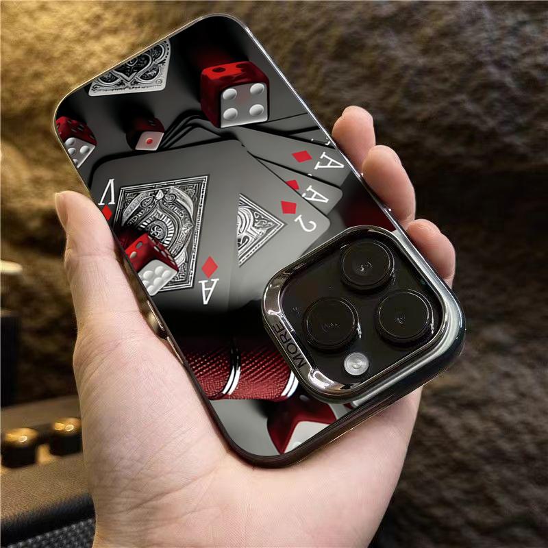 Poker for Iphone 16 7 8 Plus X XR XS MAX 11 12 13 Pro 14 15 16 17 Pro Max Shockproof Ultra-Thin Hard Cover Protective Phone Case