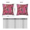 Pink Flower Meadow Pillowcase Polyester Linen Velvet Printed Zip Decor Pillow Case Room Cushion Cover