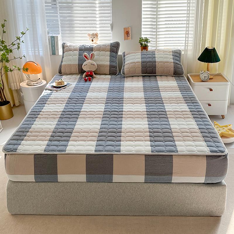 Sleeping Grid Skin Friendly Pure Cotton Thick Bed Sheet