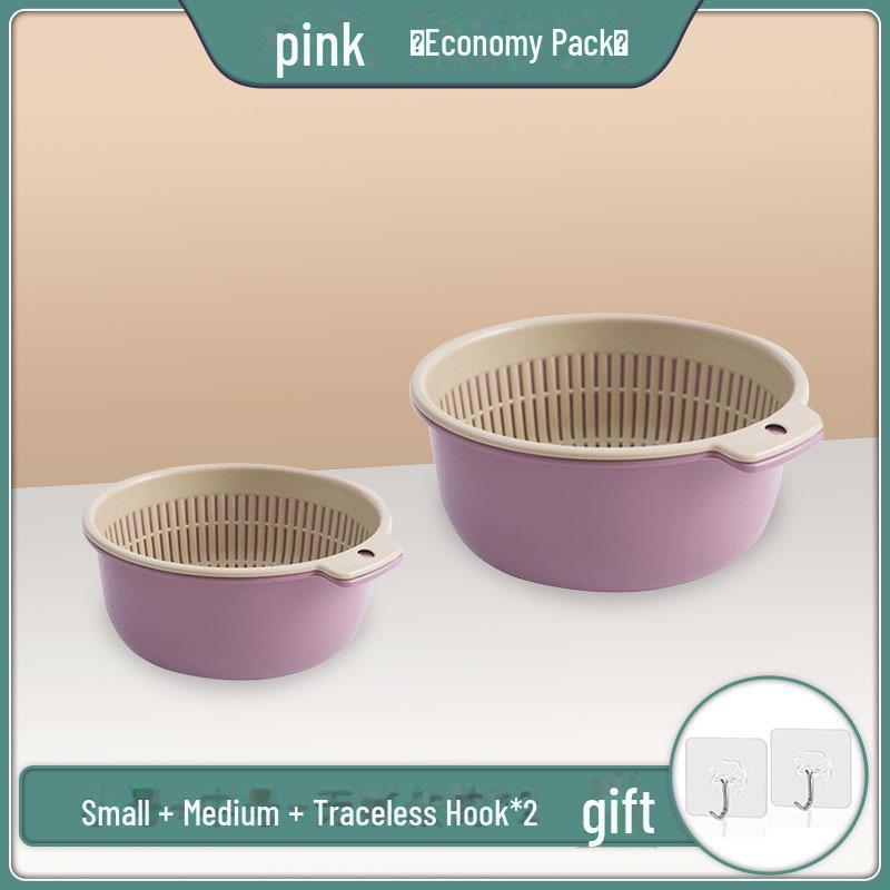 Double-Layer Plastic Drain Basket: Enlarged Kitchen Basin & Fruit Plate