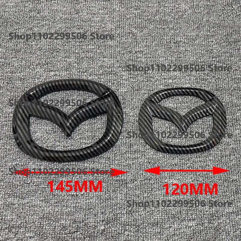 Car Front Grille Badge Trunk Emblem For NEW Mazda 3 Axela 2014 15 16 17-2025 black Carbon fiber Head Rear Body Decal Accessories k1