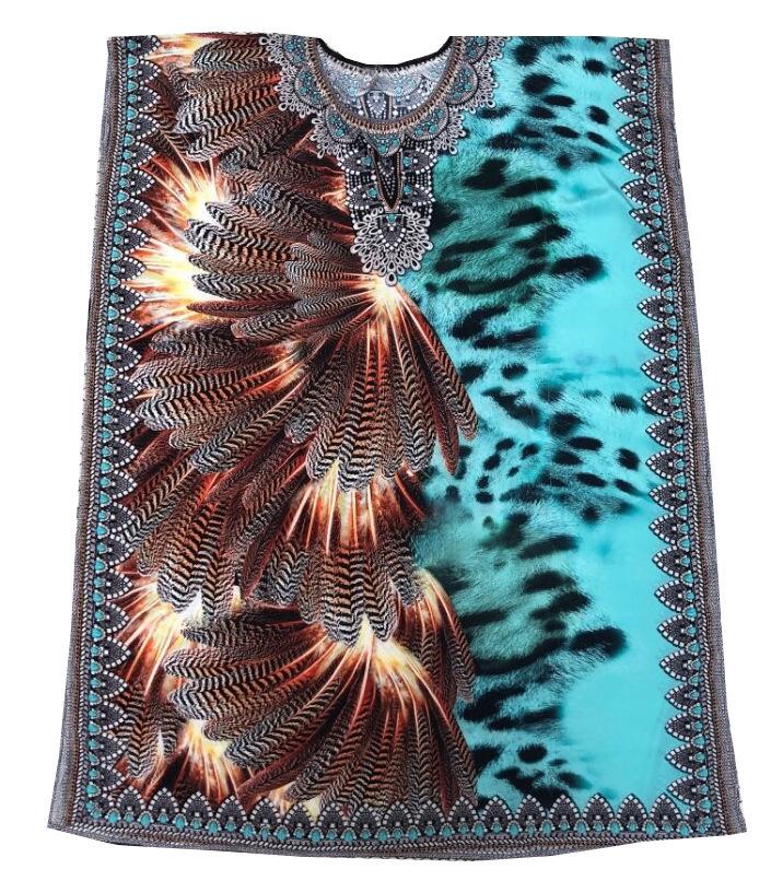 Feather Print Polyester Beach Robe Cover-Up