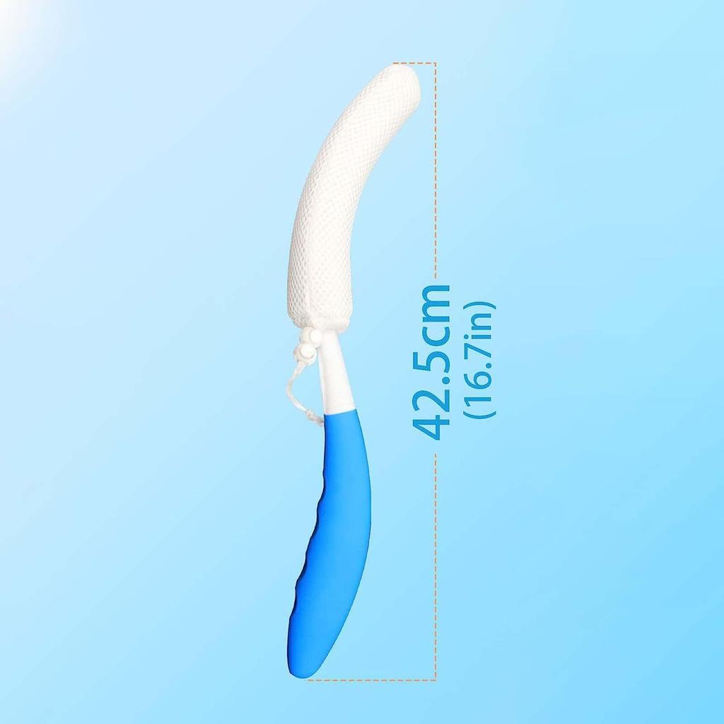 Long Antislip Curved Handled Bath Body Brush, Easily Reach for Seniors, Suitable