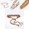 Bohemian Style Fabric Waist Belt With Handwoven Beads For Summer Vacation Wear Women