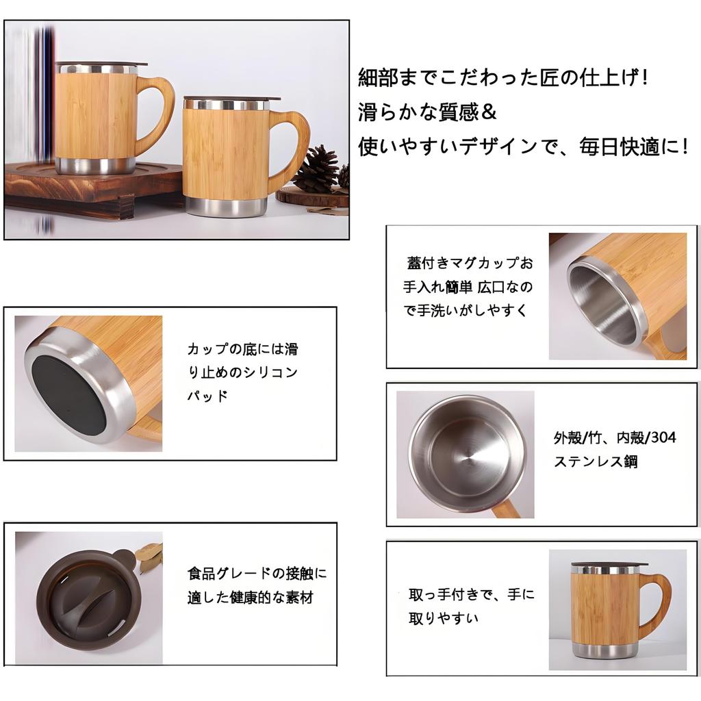 IOLOYU Heat-Resistant, High-Quality Stainless Steel Mug, 300ml, with Lid, Insulated, Stainless Steel Mug, Vacuum Insulated, Stainless Steel, with