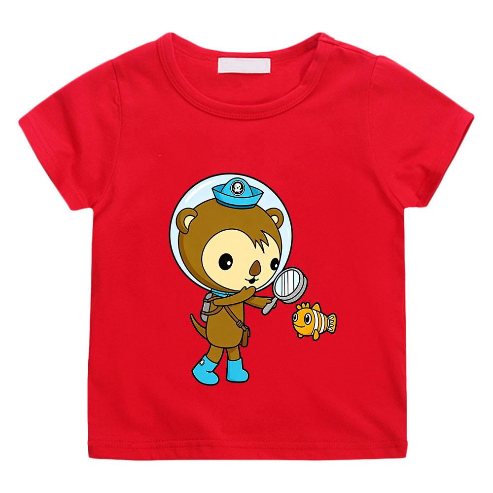 The Octonauts Children s Cotton T-shirts Cartoon Graphic printing Short Sleeve 2-12Y Kids Boys Girls Casual O-neck Tops Summer 100 красный