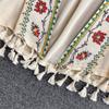 Summer Women's Shirt Bohemian Holiday Embroidered Tassel Cardigan Waist Slim Short